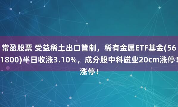 常盈股票 受益稀土出口管制，稀有金属ETF基金(561800)半日收涨3.10%，成分股中科磁业20cm涨停！