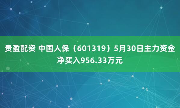 贵盈配资 中国人保（601319）5月30日主力资金净买入956.33万元