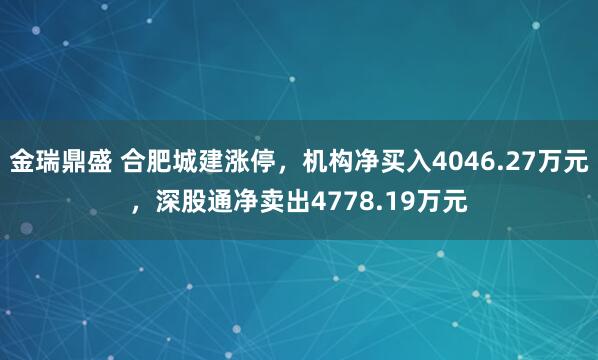 金瑞鼎盛 合肥城建涨停，机构净买入4046.27万元，深股通净卖出4778.19万元